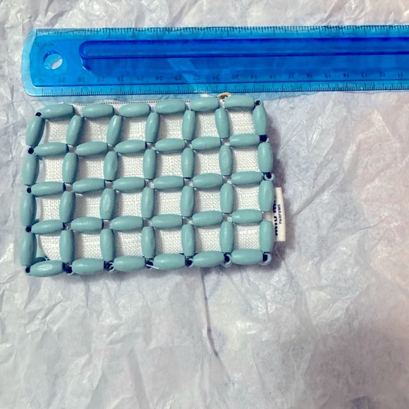 Miu Miu Blue and White Beaded Cosmetic Bag - Picture 3 of 4